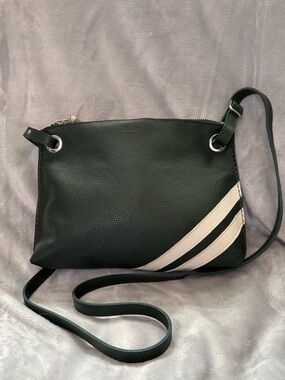 ROOTS - Rare Limited Edition - Roots Edie Dark Green w/ White Stripes Crossbody